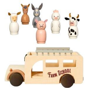 Hearth & Hand Wood Farm School Bus and Animals